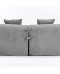 Streamdale 4-Seater Light Gray Sofa with Chenille Fabric and Pillows