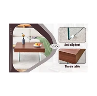 Streamdale Walnut Square Coffee Table with Tempered Glass Legs (31.5"x31.5")