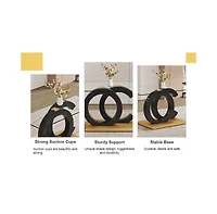Tempered Glass Dining Set with 4 Pu Chairs - Black and Gold