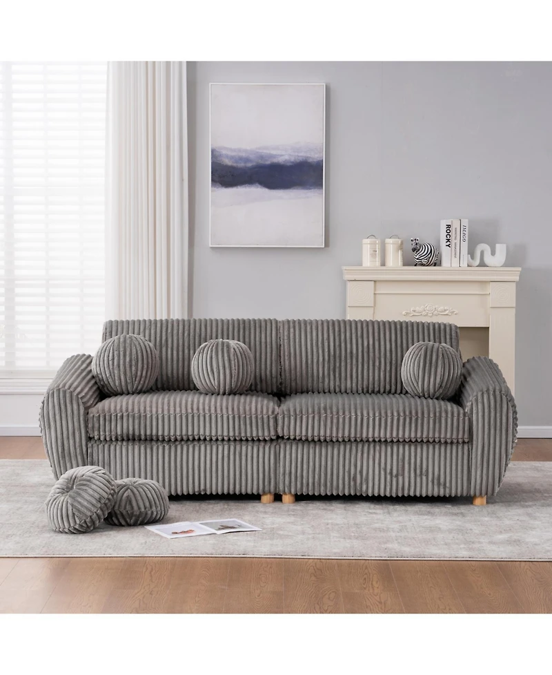 Streamdale 84" Grey Corduroy Sofa Couch