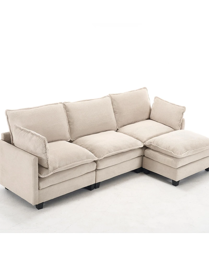 Streamdale Modular Velvet U-Shaped Sofa with Ottoman & Pillows