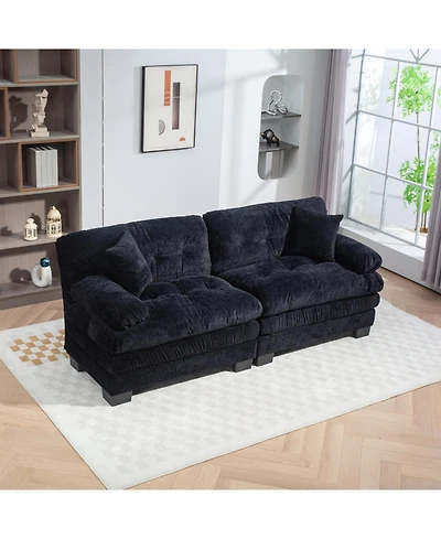 Streamdale Black Chenille Sectional Sofa Sleeper