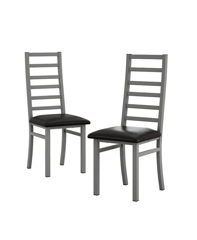 Streamdale Modern Pu Leather Dining Chairs (Set of 2) with Steel Legs in Grey