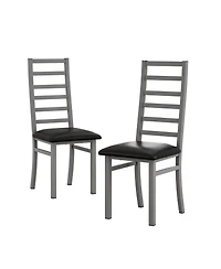 Streamdale Modern Pu Leather Dining Chairs (Set of 2) with Steel Legs in Grey