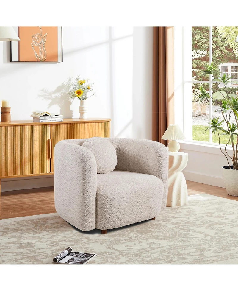 Streamdale Japandi Style Boucle Sofa Chair for Living Room