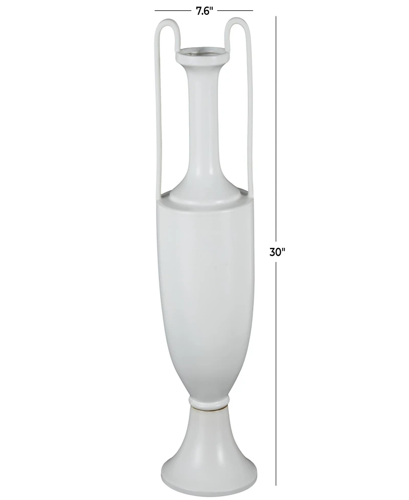 Rosemary Lane Ceramic Fluted Urn Shaped Decorative Vase with Arch Handles, 30"