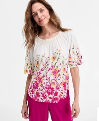 Jm Collection Women's Printed Scoop-Neck Top, Exclusively at Macy's
