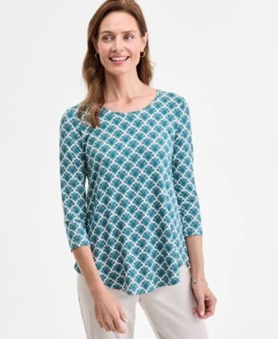 Jm Collection Womens Printed Scoop Neck 3 4 Sleeve Top Exclusively At Macys Pxs Xxl