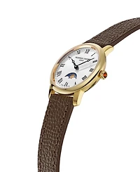 Frederique Constant Women's Classics Quartz Moonphase Brown Leather Strap Watch 30mm