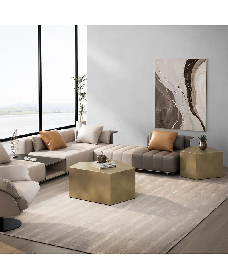 Streamdale Irregular Pentagon Coffee Table Set (Set of 2)