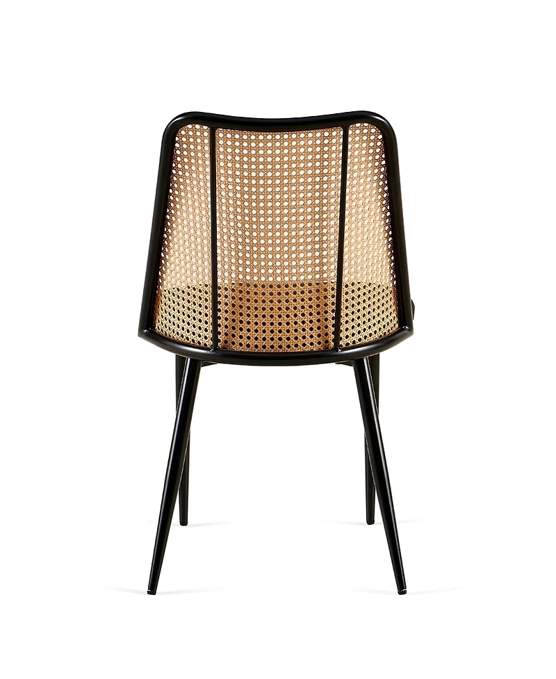 Streamdale Black Rattan Dining Chairs (Set of 2) with Cane Backs