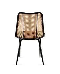 Streamdale Black Rattan Dining Chairs (Set of 2) with Cane Backs
