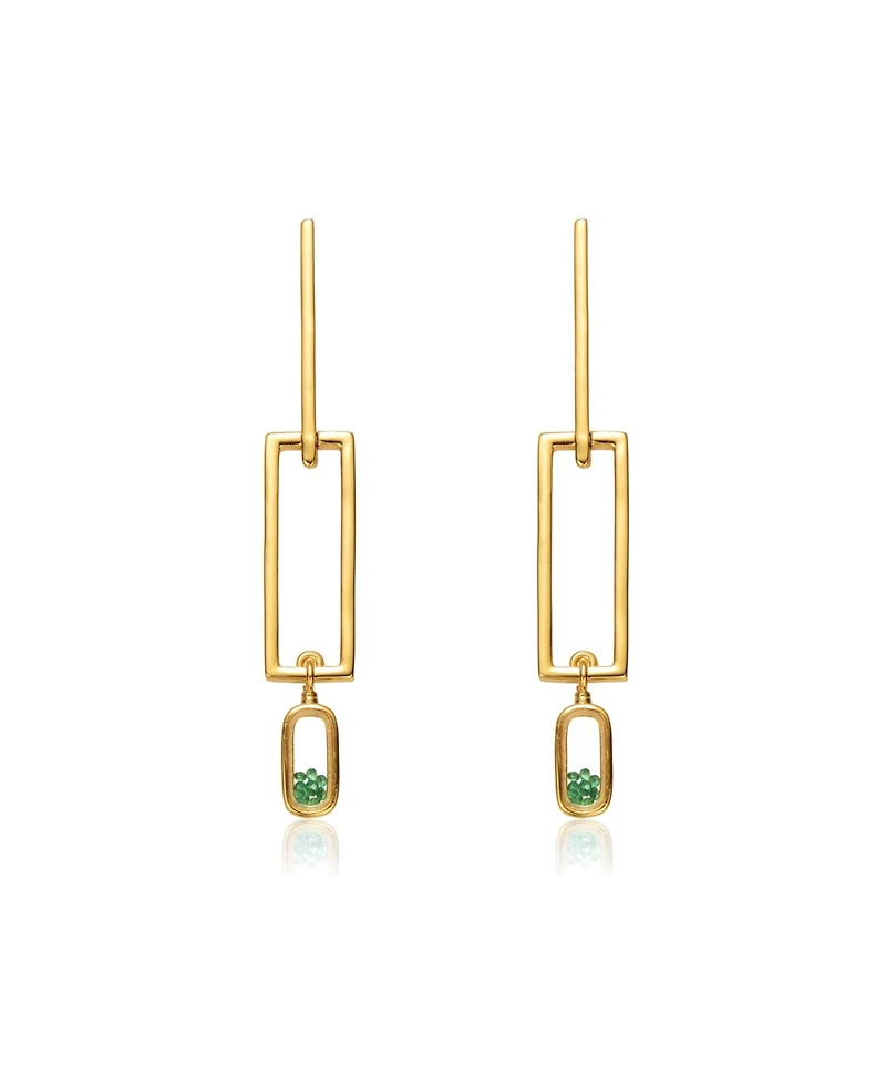 14K Gold Plated Green Cubic Zirconia Drop Earrings