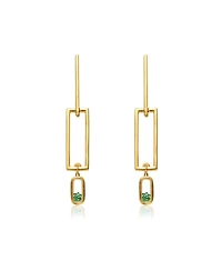 14K Gold Plated Green Cubic Zirconia Drop Earrings