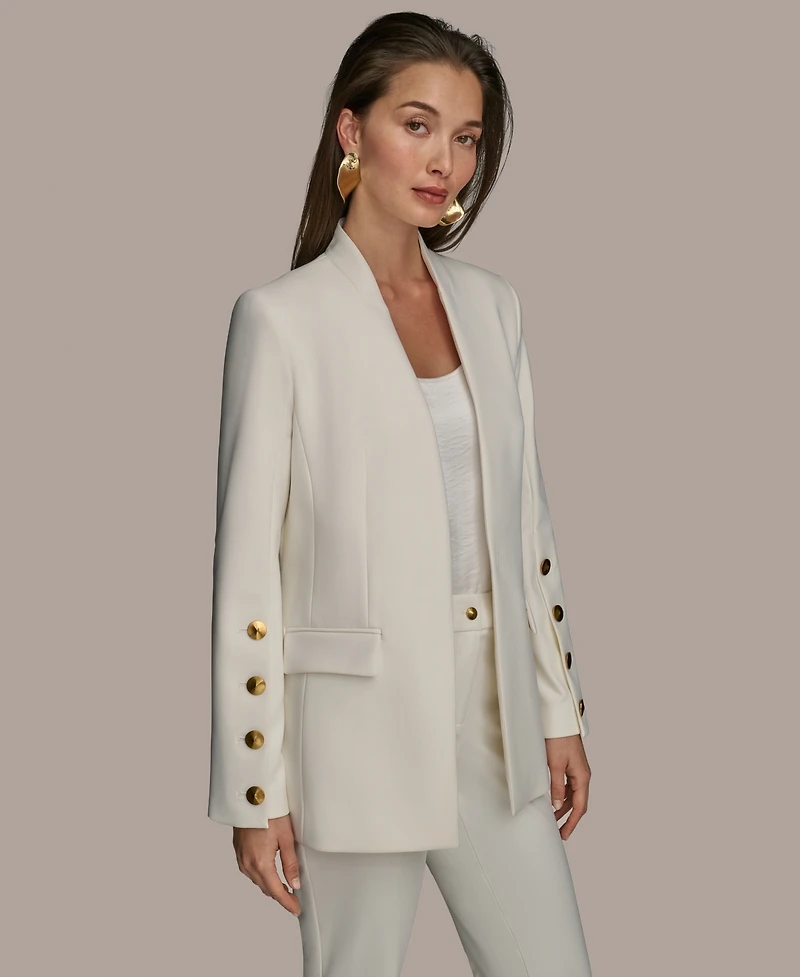 Donna Karan New York Women's Button Sleeve Blazer, Regular & Petite