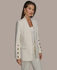 Donna Karan New York Women's Button Sleeve Blazer, Regular & Petite