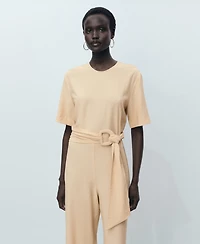 Mango Women's Straight-Fit Short-Sleeved Jumpsuit