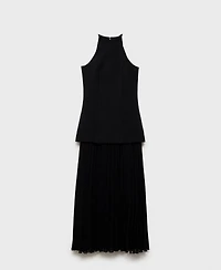 Mango Women's Combined Fabric A-Line Dress