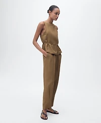Mango Women's Linen-Blend Pleated Pants