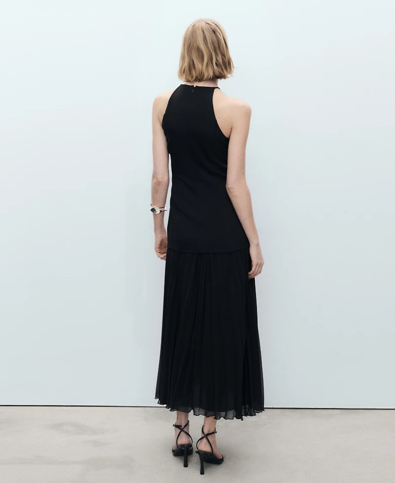 Mango Women's Combined Fabric A-Line Dress