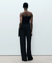 Mango Women's Pleated Straight-Fit Lyocell Pants