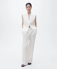 Mango Women's Straight-Fit Linen Suit Pants
