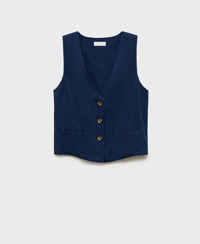 Mango Women's Denim-Effect Lyocell Vest