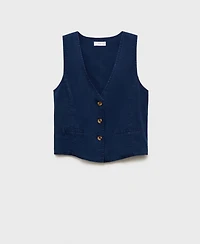 Mango Women's Denim-Effect Lyocell Vest