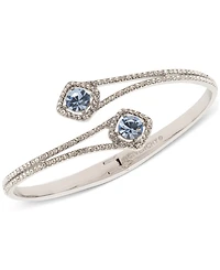 Givenchy Silver-Tone Pave & Round Crystal Halo Bypass Bangle Bracelet