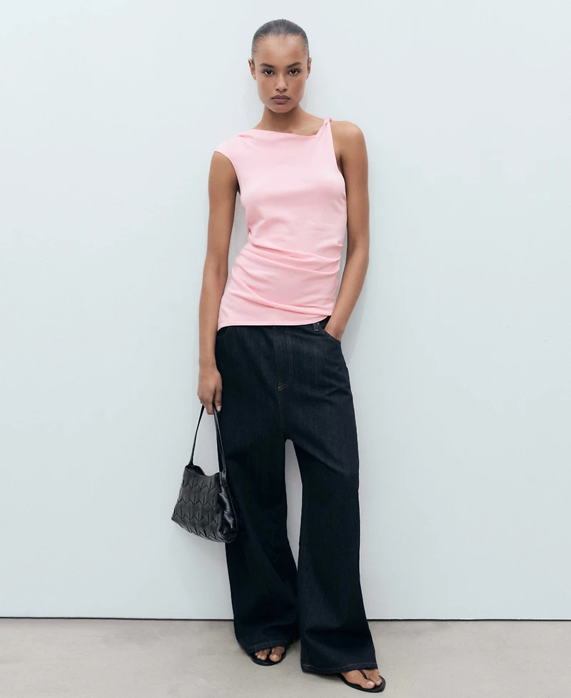 Mango Women's Asymmetrical Fine-Knit Top