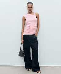 Mango Women's Asymmetrical Fine-Knit Top