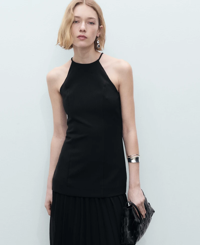 Mango Women's Combined Fabric A-Line Dress