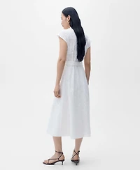 Mango Women's Belt Embroidered Shirt Dress