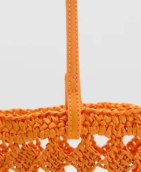 Mango Women's Natural Fiber Openwork Shopper Bag