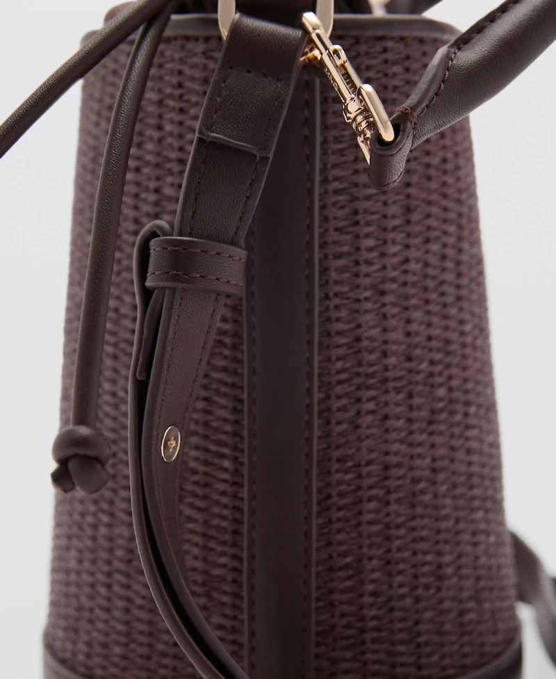 Mango Women's Small Raffia Bucket Bag