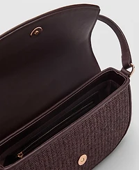 Mango Women's Flap Raffia Shoulder Bag