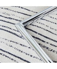 Streamdale Black Marble Table and 6 White Pu Chairs with Metal Legs