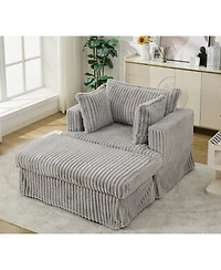 Streamdale Oversized Corduroy Chaise Lounger with Ottoman