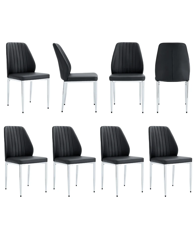 Streamdale Black Pu Comfort Dining Chairs (Set of 8)