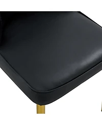 Streamdale Set of 8 Dining Chairs with Pu Backrest and Gold Metal Legs