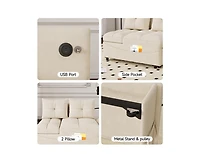 Streamdale 3-in-1 Velvet Sofa Bed with Usb, Phone Stand, and Adjustable Back (Beige)