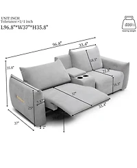Streamdale Power Recliner Sofa Set with Led, Living Room Furniture Set, Leather Sofa Set with Usb Port Storage Console Cup Holder
