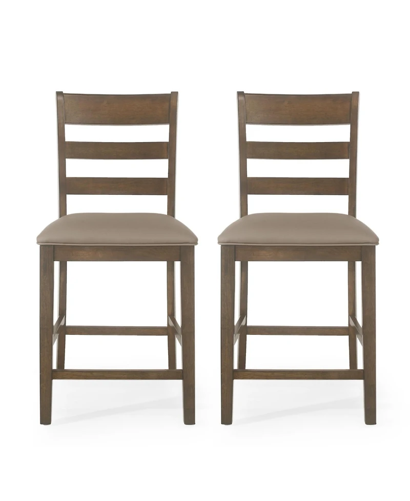 Streamdale Farmhouse Upholstered Wood Counter Stools (Set of 2)