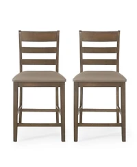 Streamdale Farmhouse Upholstered Wood Counter Stools (Set of 2)
