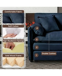 Streamdale Comfy Blue Chenille Sectional Sofa with Ottoman