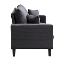 74" Sofa Bed, Wooden Frame 3 Seater, Modern Velvet Sofa Dark Grey