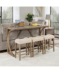 Streamdale 4-Piece Bar Table Set with Power Outlet and 3 Padded Stools