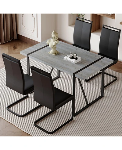 Streamdale Grey Marble Dining Table and 4 Pu Chairs