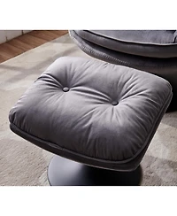 Streamdale Swivel Leisure chair lounge chair velvet Grey color with ottoman