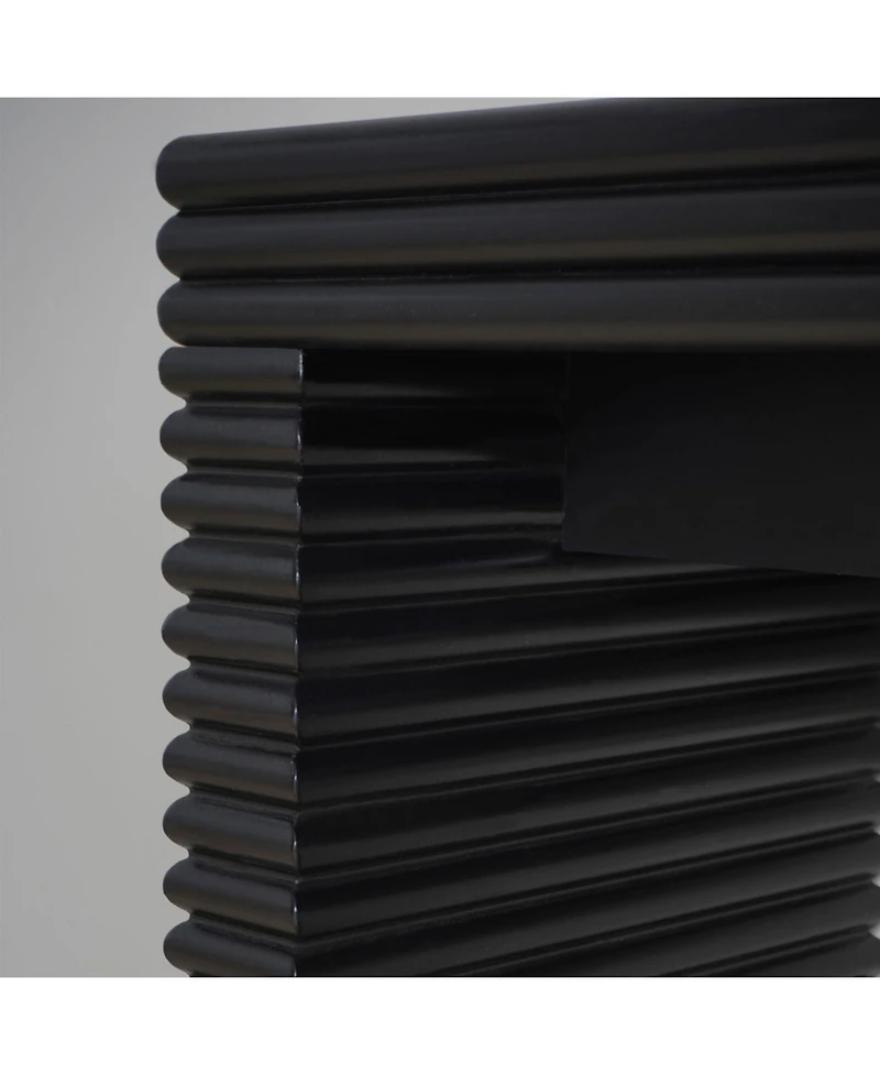 Streamdale Furniture Modern Black Ribbed Console Table